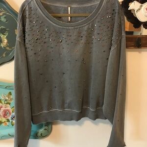 Free people sequins distressed sweatshirt